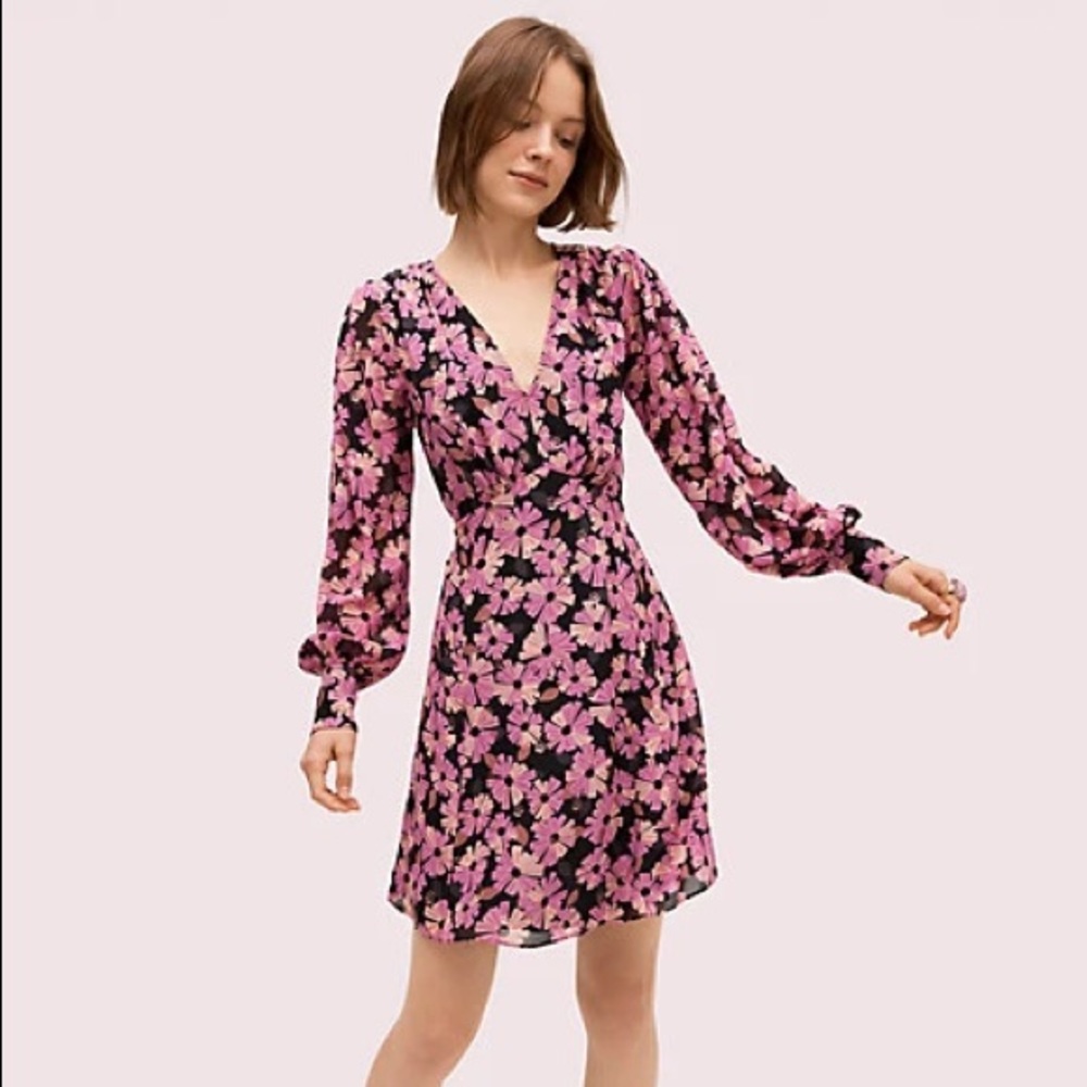 Kate Spade Wallflower Pink Floral Silk Mini Dress Size 2